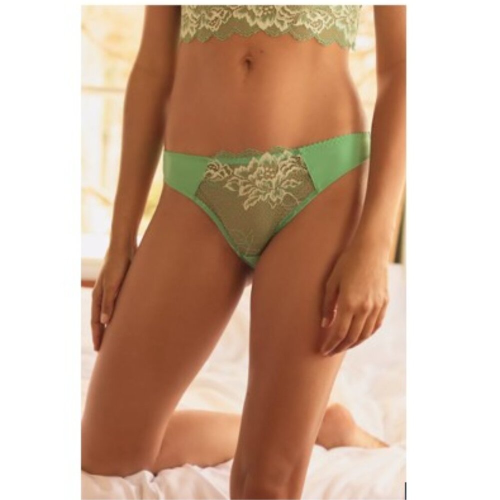 By Anthropologie Floral Lace Bikini Panty in Seafoam - Size Small - NWT